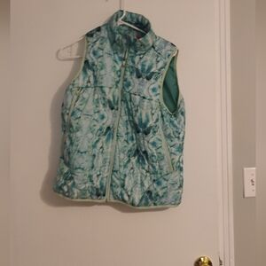 Merrell Womens Marble Print Blue Puffer Vest Sz L